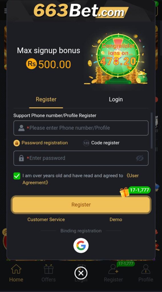 663Bet Register